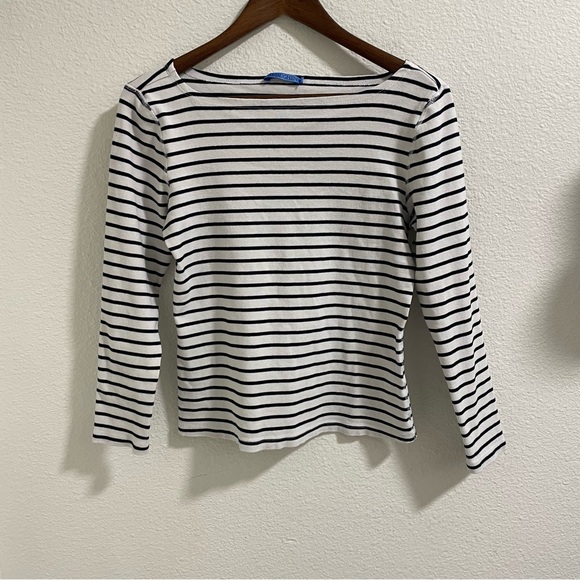 J. McLaughlin Tops - J. McLaughlin Black and White Striped Long Sleeve Top